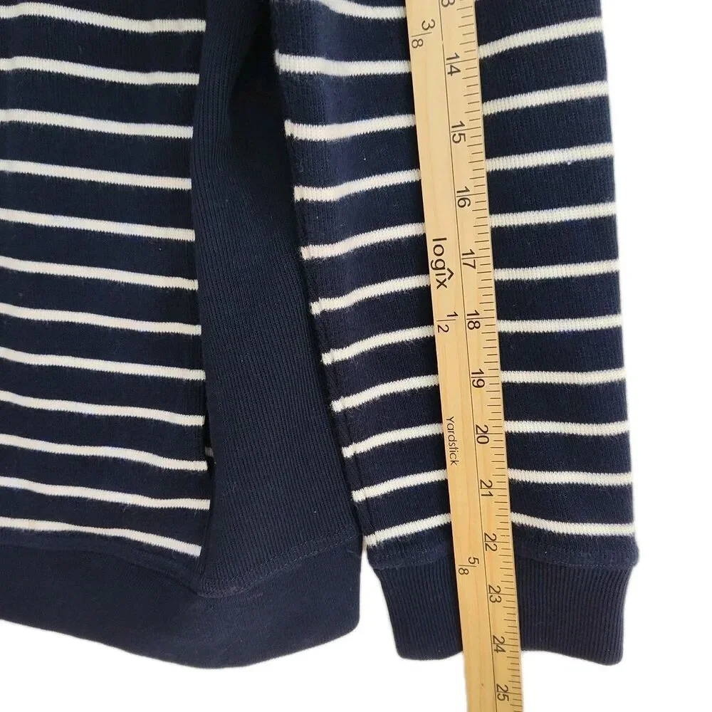 Lauren Ralph Lauren Full-Zip Women's Sweater Jacket, 1X, Navy‎ w/ White Stripes
